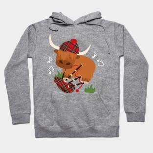 Highland Cattle Play Bagpipes - Orange Hoodie